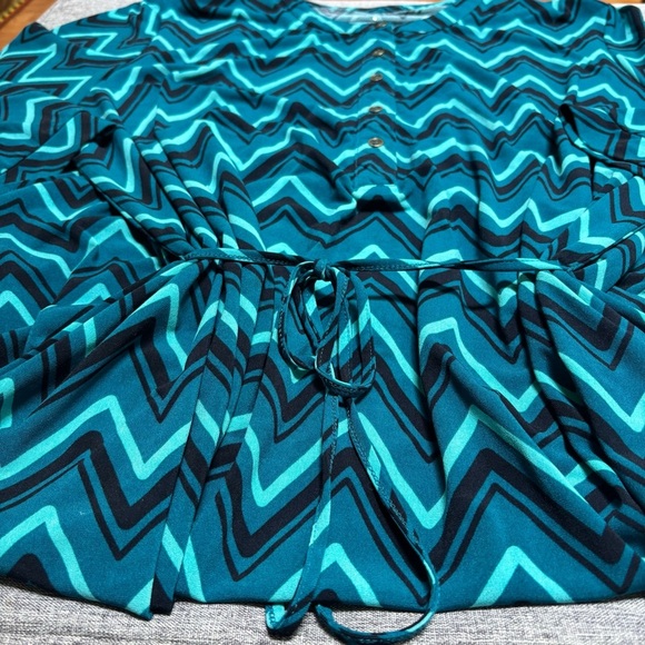 Plus size 4 Teal Black Chevron Dress Merona - Picture 3 of 9
